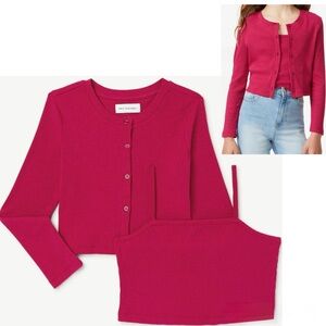 Free Assembly Girls Cropped Tank Top & Cardigan Set | Size XXL 18